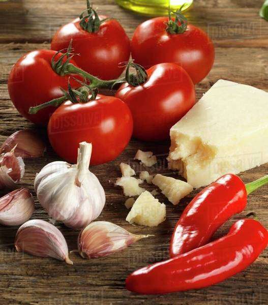 Calabrese pasta sauce ingredients Stock Photo Dissolve