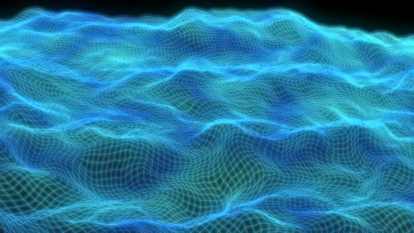 bright blue glowing animated ocean waves ripple with a wireframe d1833_7_002 animated ocean waves