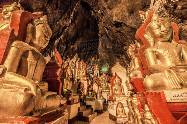 Pindaya Caves, Pindaya, Shan State, Myelat, Burma Stock Photo Dissolve