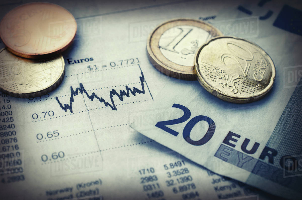 Euro Currency With Financial Graph Studio Shot Stock Photo Euro Currency With Financial Graph