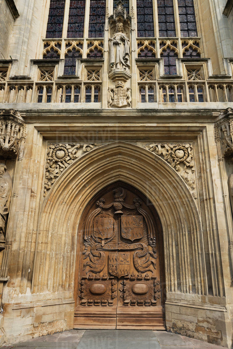 UK, Somerset, Bath, Entrance to Bath Abbey Stock Photo Dissolve