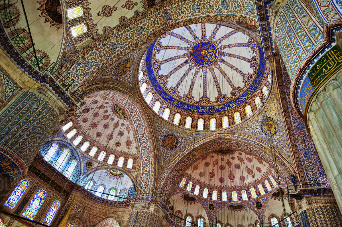 Turkey Istanbul Blue Mosque Interior Stock Photo Dissolve
