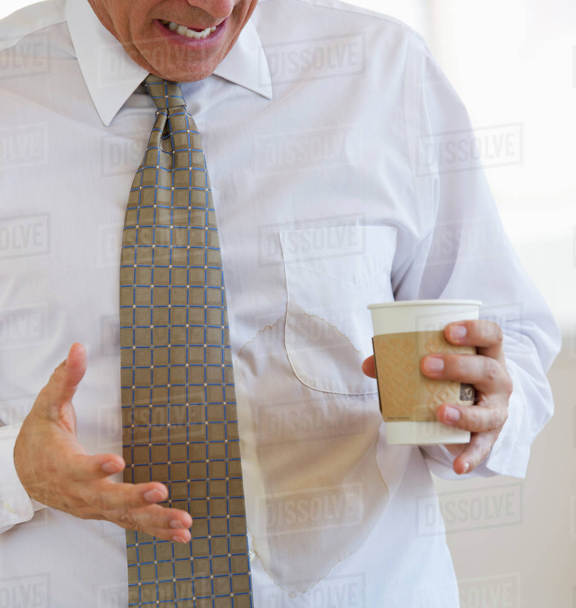 Businessman Spilling Coffee On Shirt Stock Photo Dissolve
