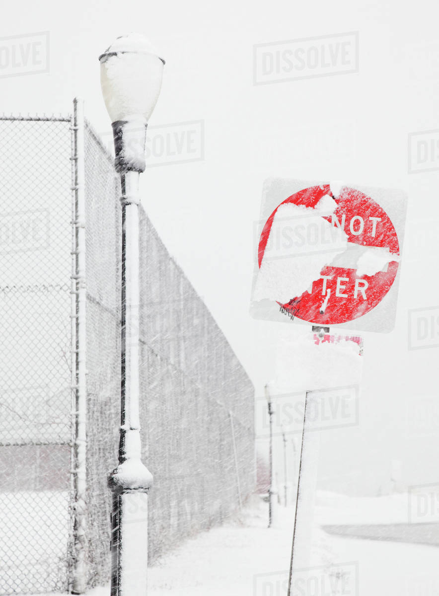 USA, New York State, Rockaway Beach, Do Not Enter Sign covered with