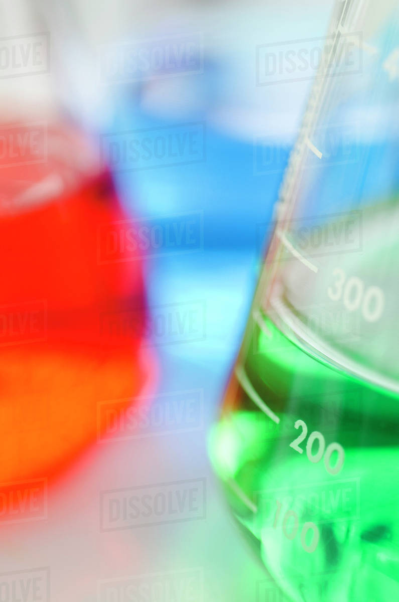 Studio shot of laboratory beakers Stock Photo Dissolve