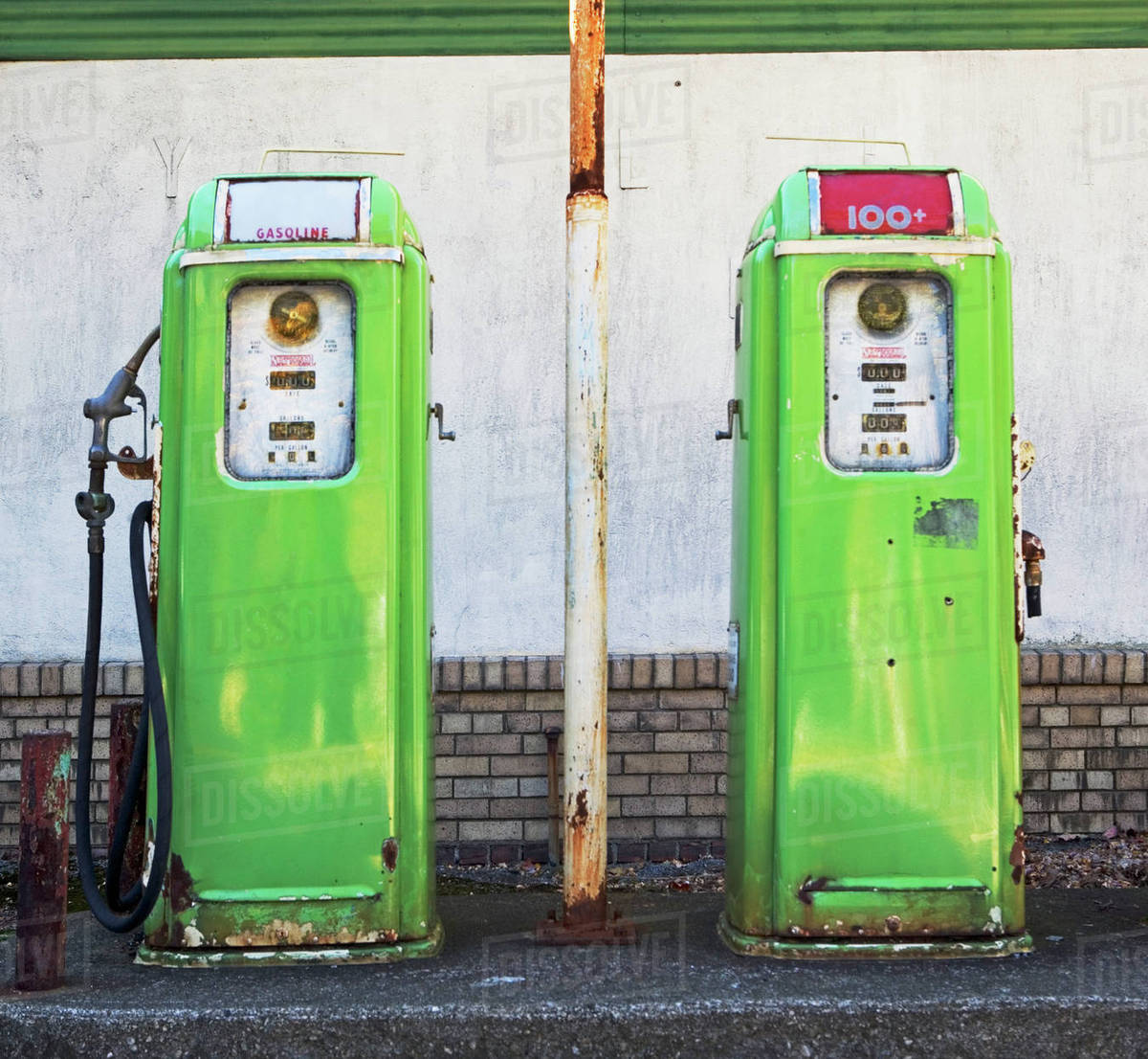Oldfashioned gas pumps Stock Photo Dissolve