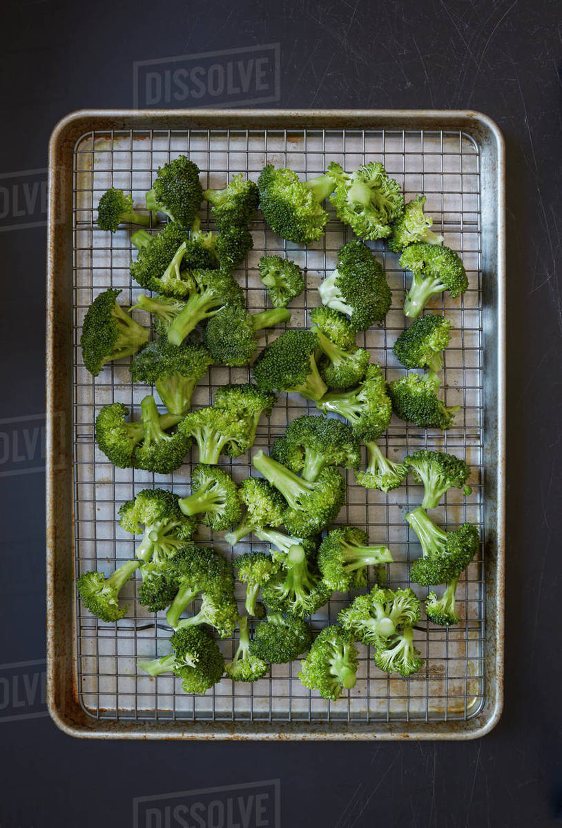 Broccoli on tray Stock Photo Dissolve