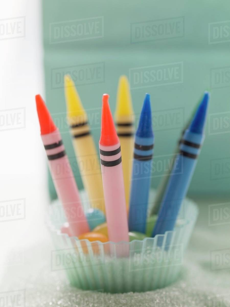 Crayon birthday candles Stock Photo Dissolve