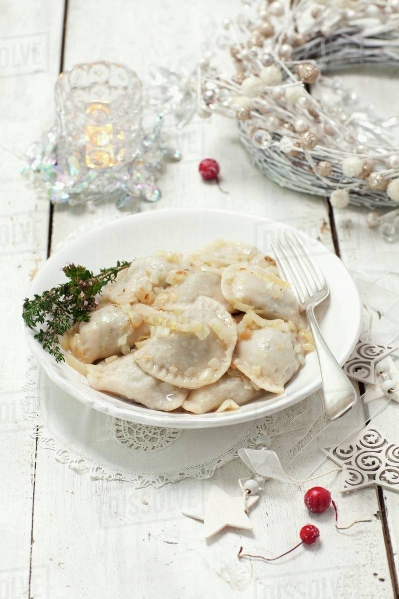 Sauerkraut and mushroom pierogi Stock Photo Dissolve