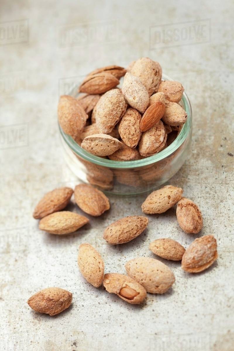 Almonds, shelled and unshelled Stock Photo Dissolve