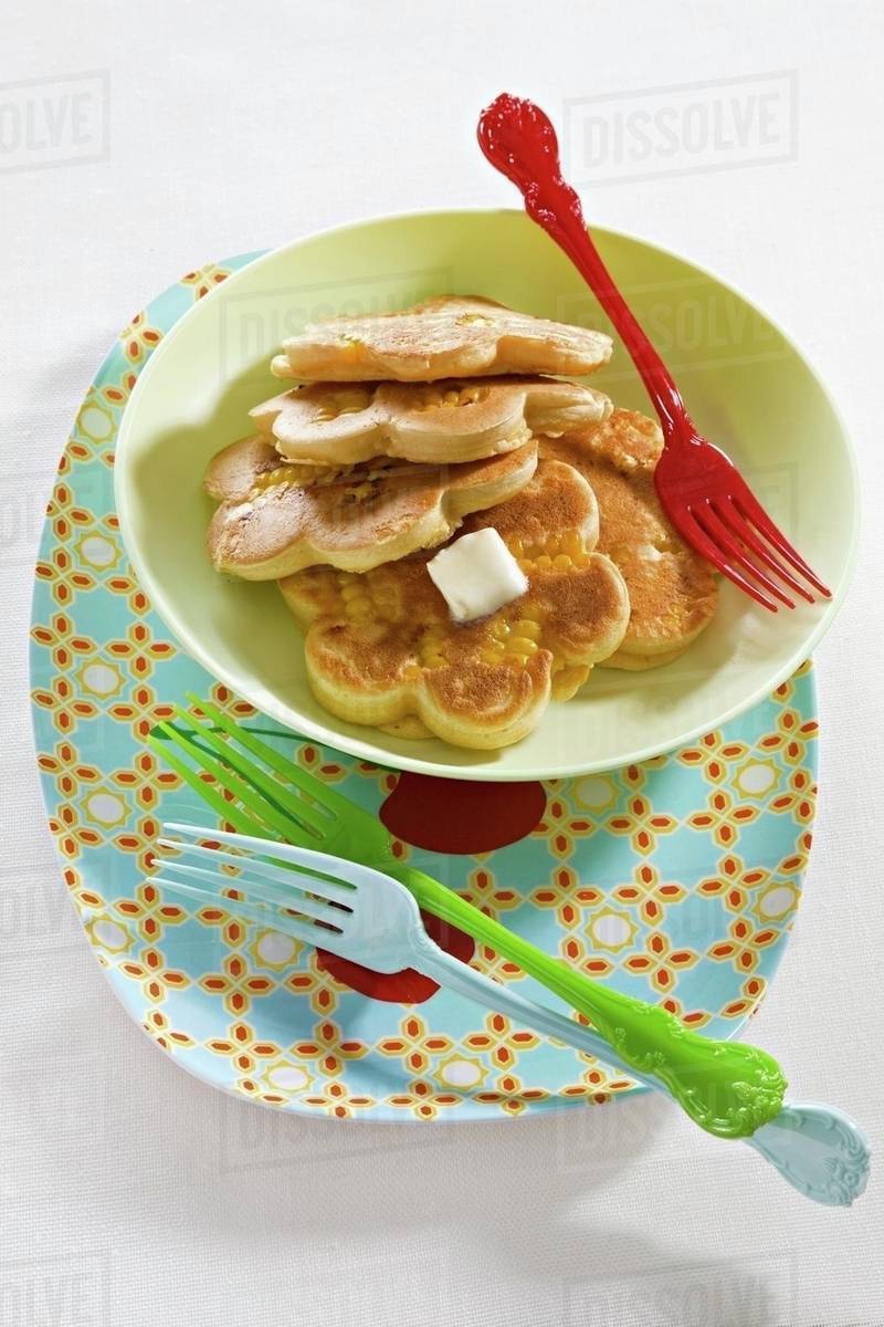 Sweetcorn pancakes Stock Photo Dissolve