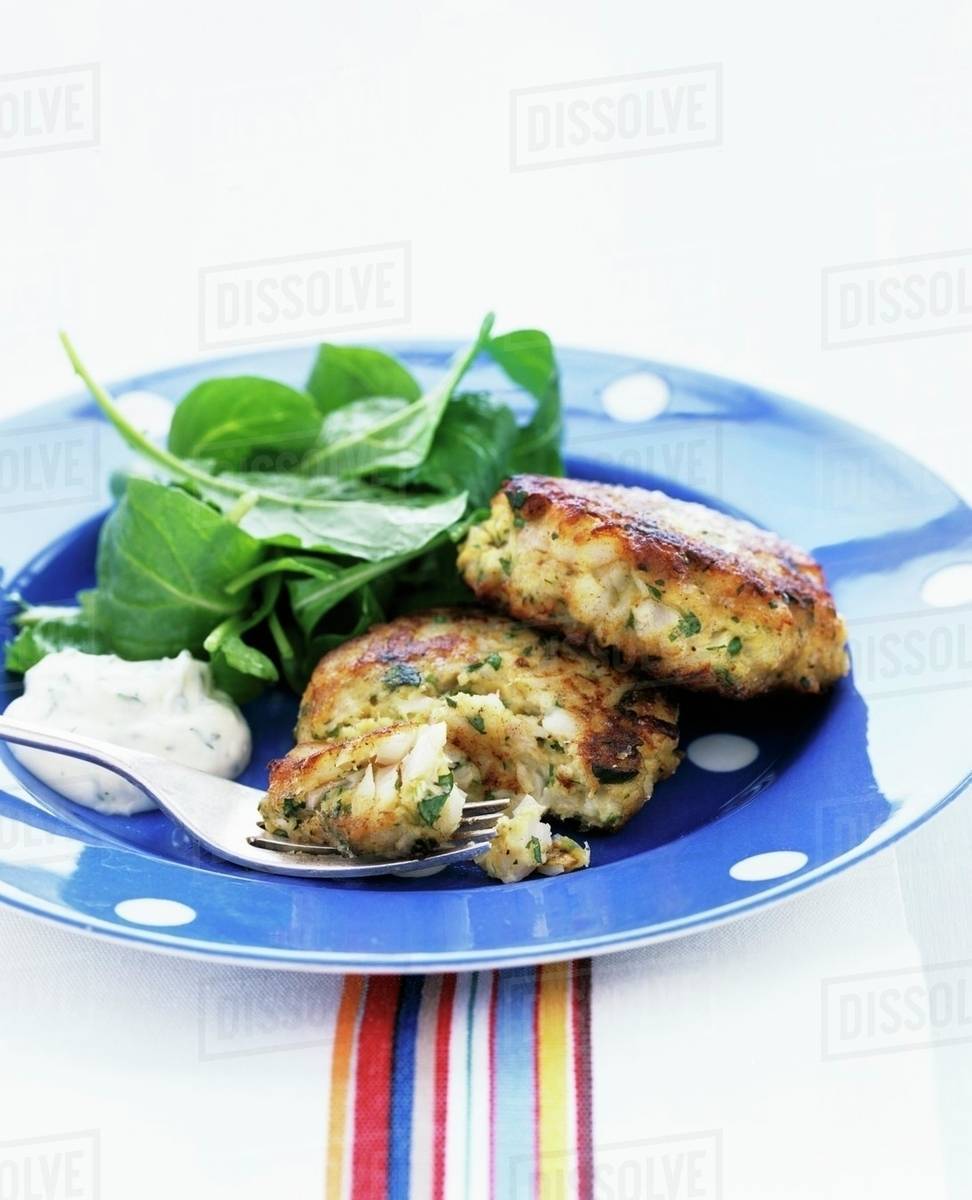 Lemonparsley fish cakes Stock Photo Dissolve