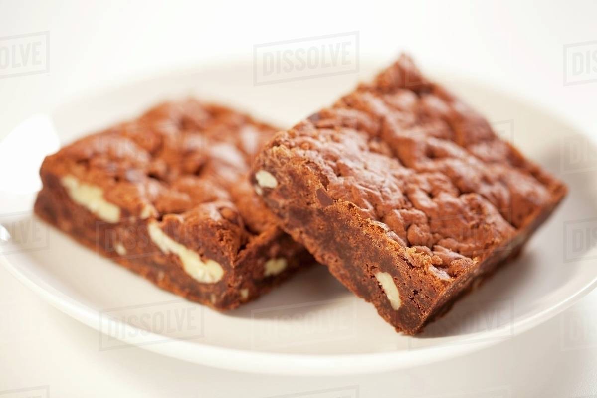 Two Vegan Nut Brownies Made with Tofu Stock Photo Dissolve