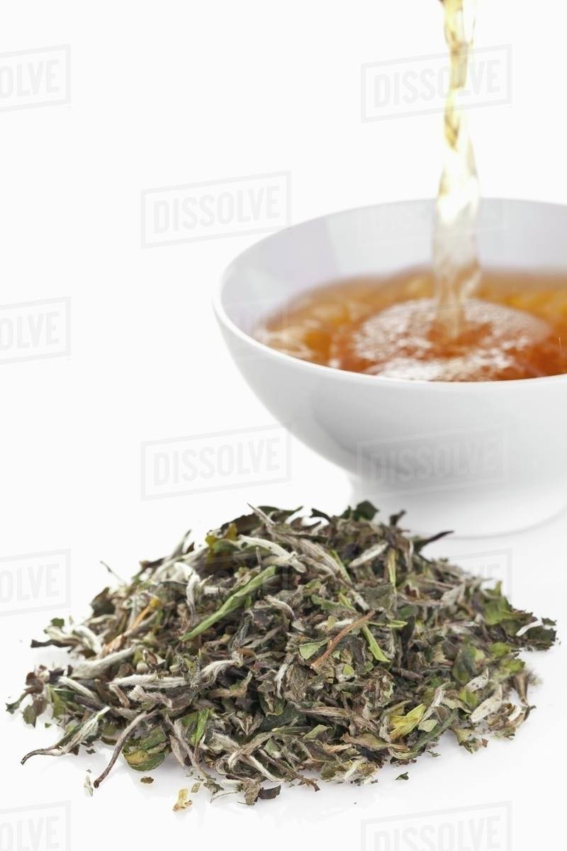 White tea (leaves and drink) Stock Photo Dissolve