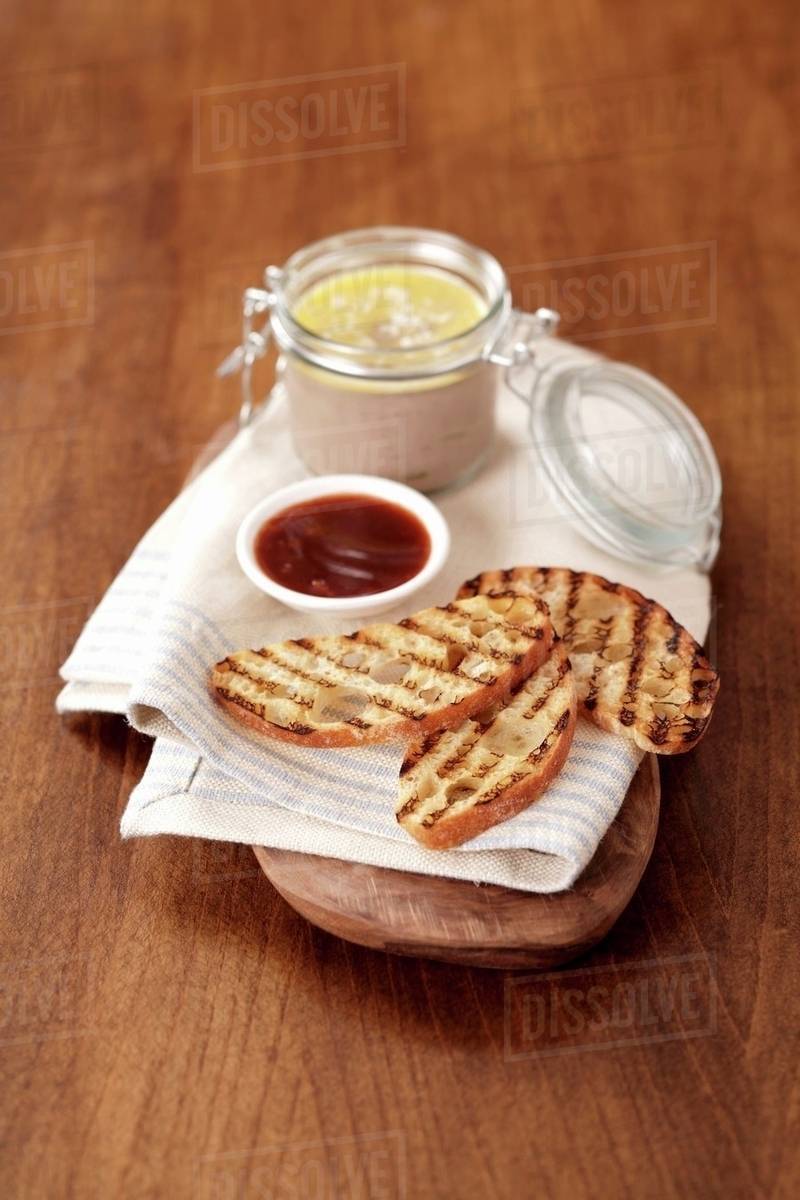 Toasted bread with dips Stock Photo Dissolve
