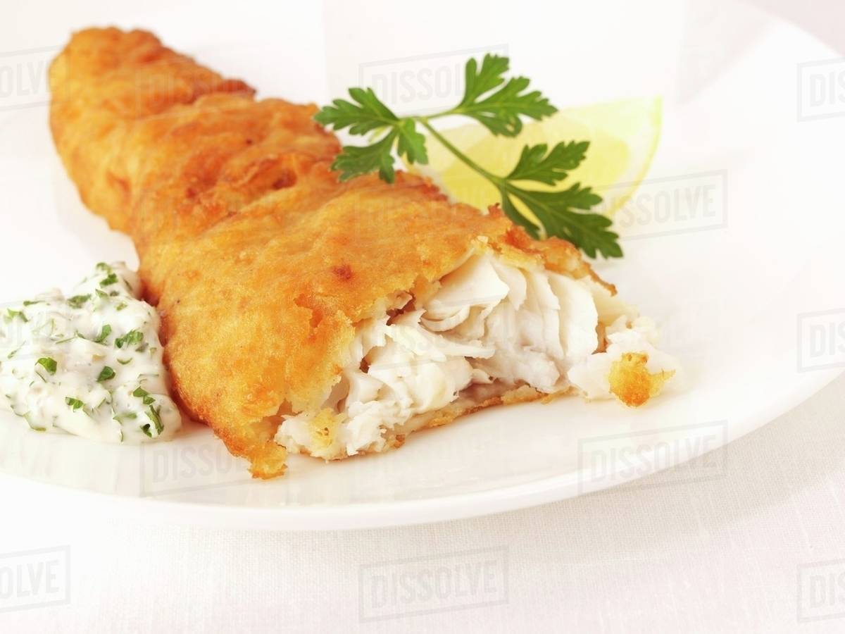 Breaded haddock with sauce tartare Stock Photo Dissolve