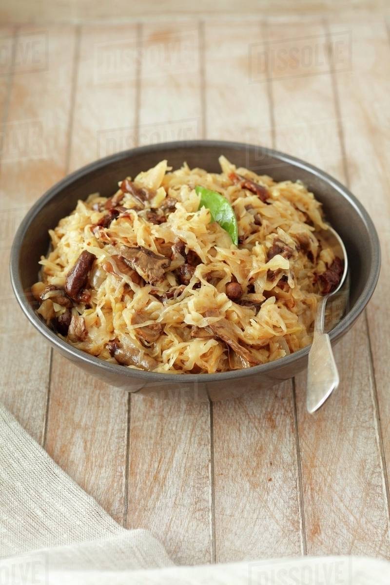 Bigos (sauerkraut with sausage and bacon, Poland) Stock Photo Dissolve