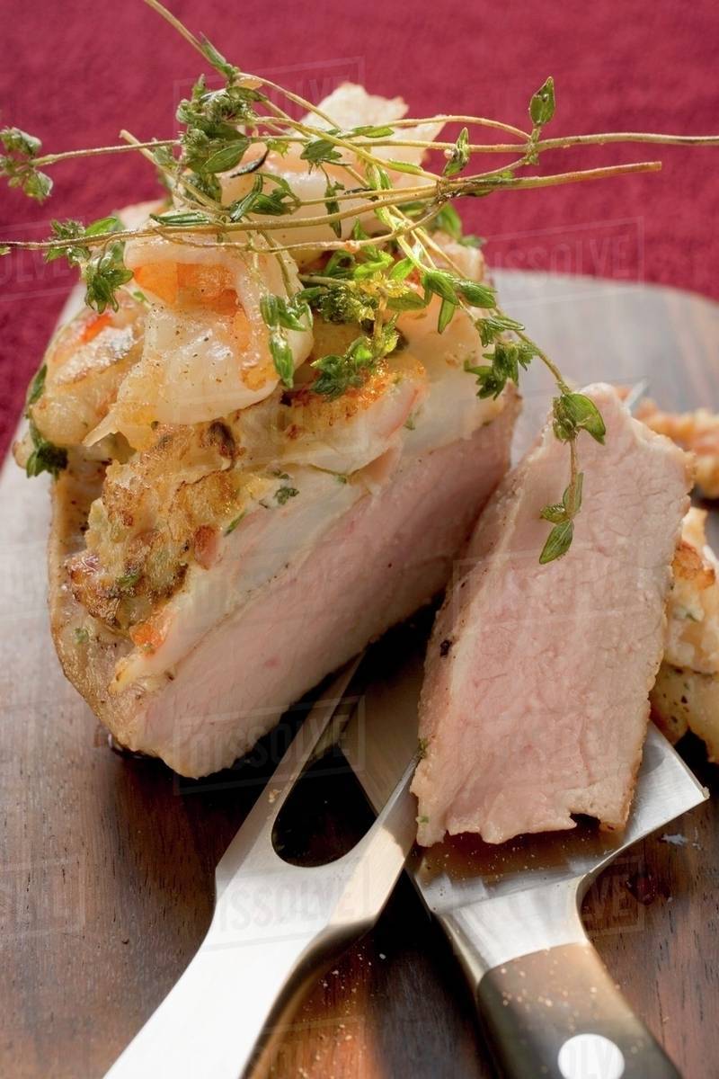 Loin of veal with prawn crust Stock Photo Dissolve