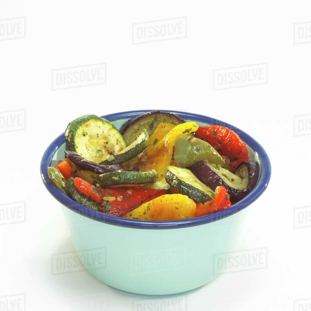 Antipasti bowl of pickled vegetable, closeup Stock Photo Dissolve