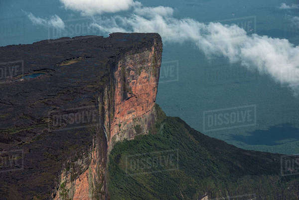 Mount Roraima tepui (flat top mountain) is the highest of the Pakaraima ...