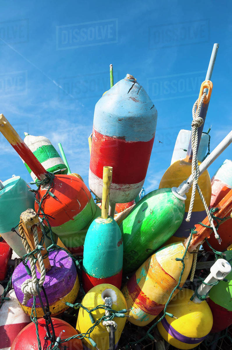 Lobster Trap Buoys, Provincetown, Cape Cod, Massachusetts, USA Stock Photo Dissolve