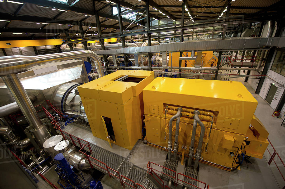 Machinery in power plant Stock Photo Dissolve