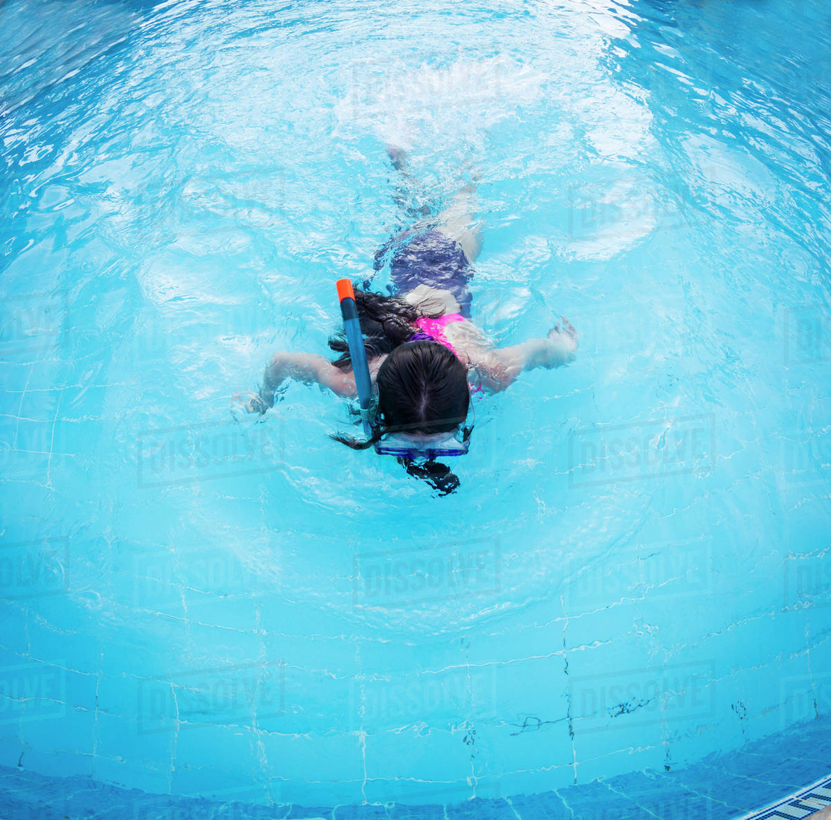 caucasian girl snorkeling in