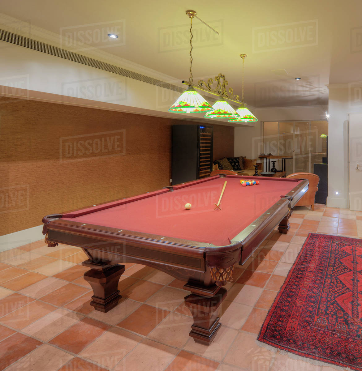 Basement with pool table - Stock Photo - Dissolve