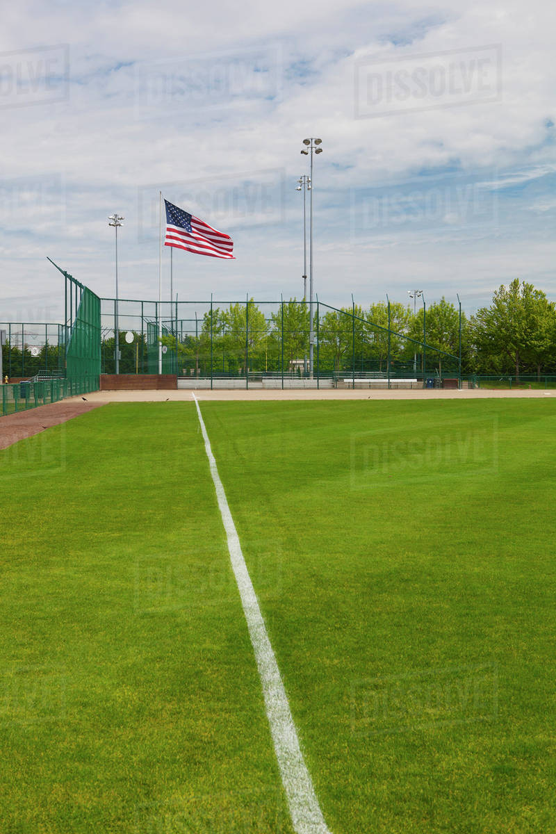 First base line in baseball diamond Stock Photo Dissolve