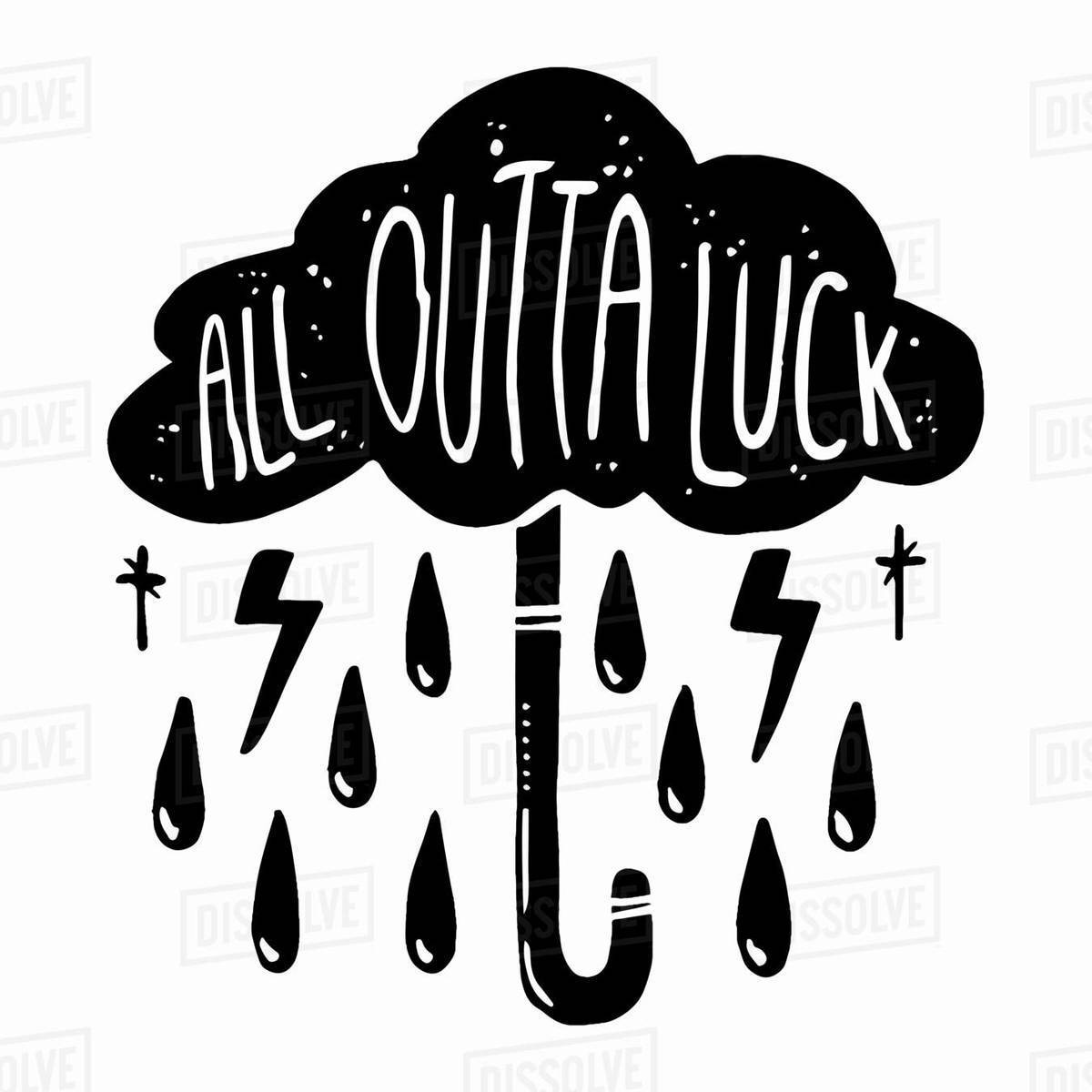 Illustration of umbrella with slogan during rain against white