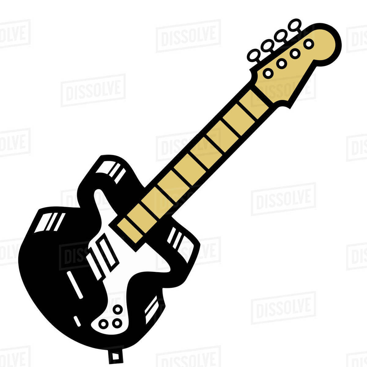 Illustration of black guitar isolated on white background Royalty-free stock photo