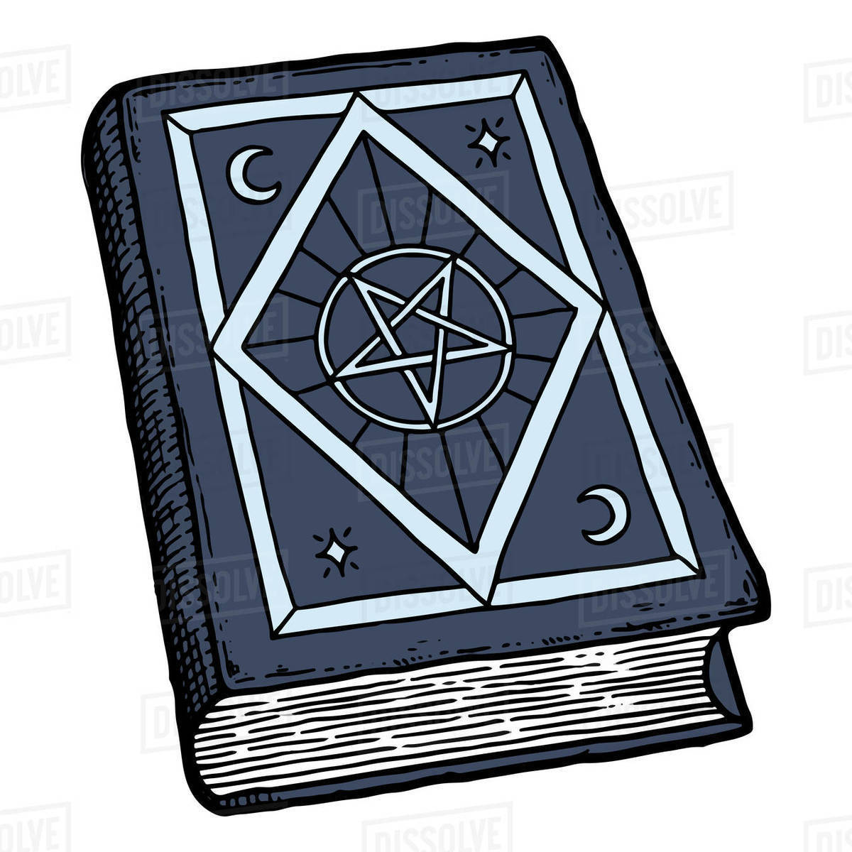 Illustration of magic book with pentagram isolated on white background Royalty-free stock photo