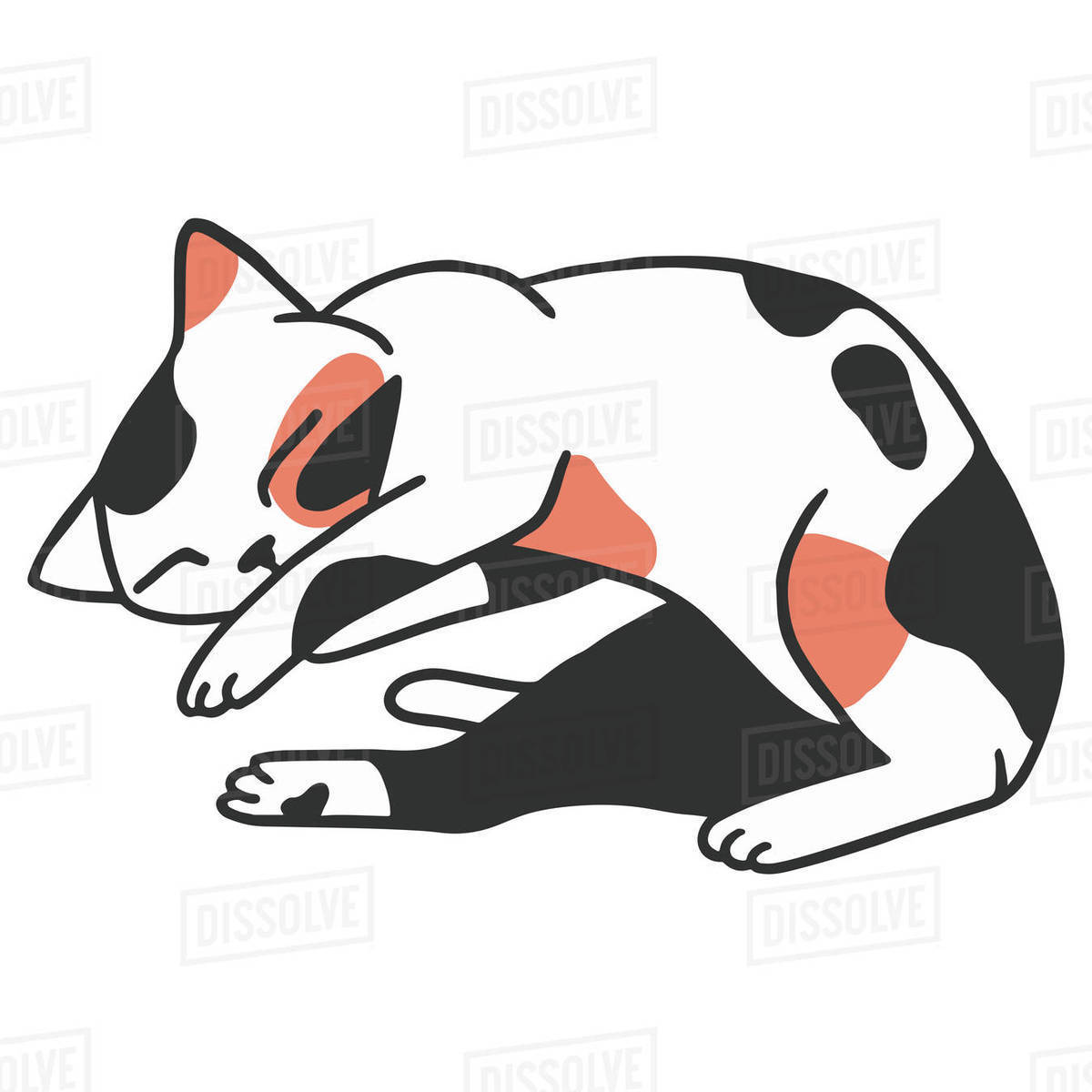 Illustration of a cat sleeping against white background Royalty-free stock photo