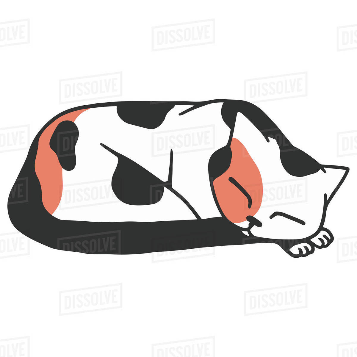 Illustration of a cat sleeping against white background Royalty-free stock photo