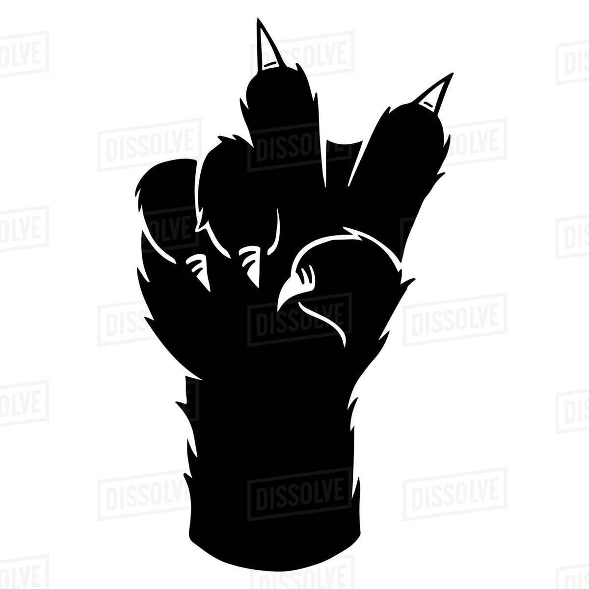 Illustration of a cat's paw showing victory sign against white background Royalty-free stock photo