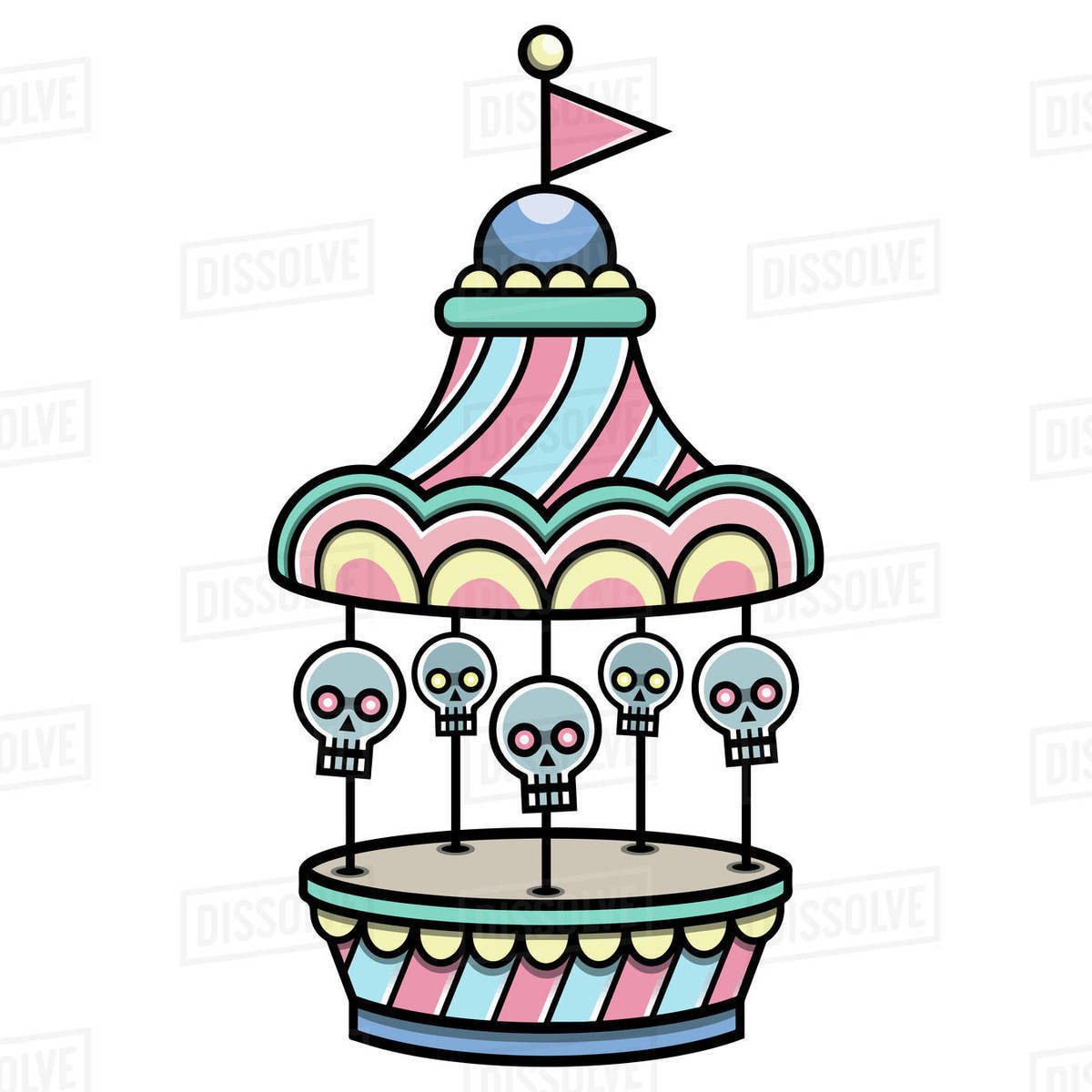 Illustration of carousel with skulls isolated on white background Royalty-free stock photo