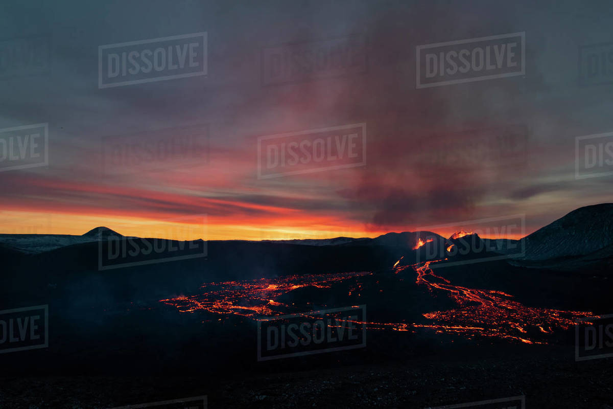 Volcanic eruption Reykjanes Peninsula Iceland - Royalty-free Stock ...