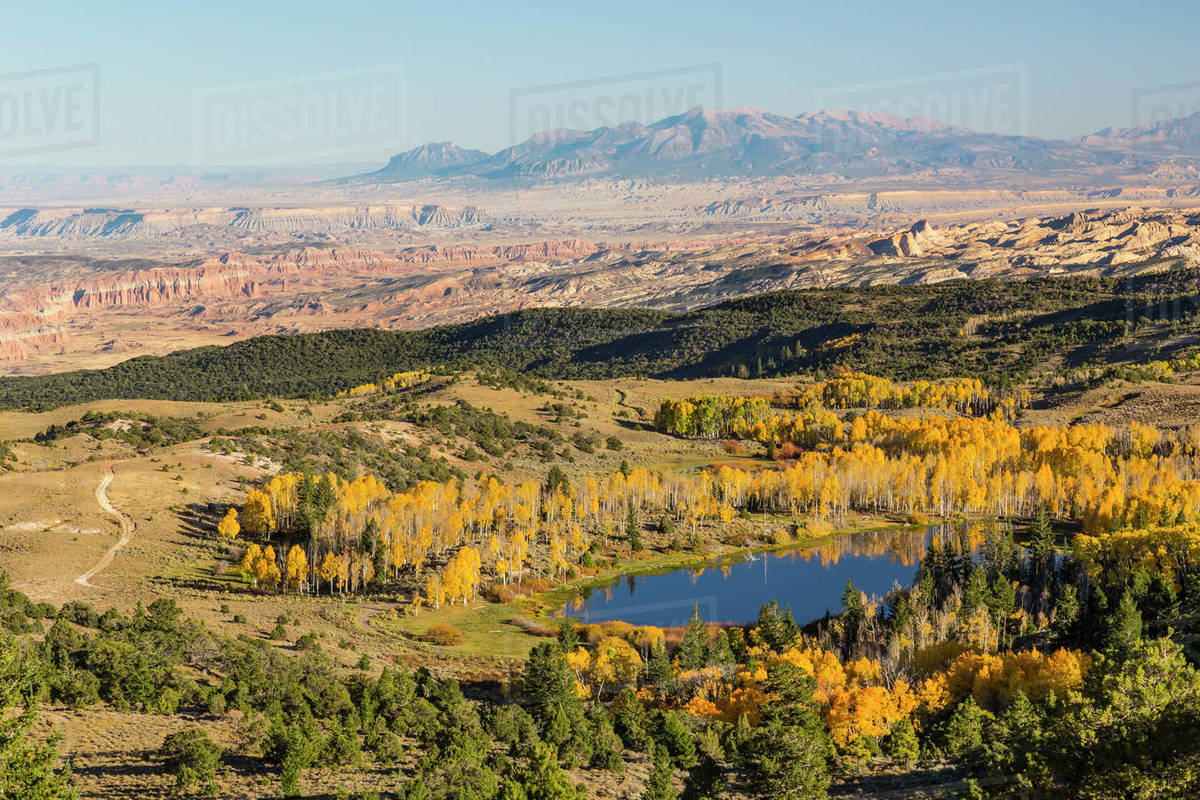 Utah, Fishlake National Forest. View of Round Lake, Capitol Reef