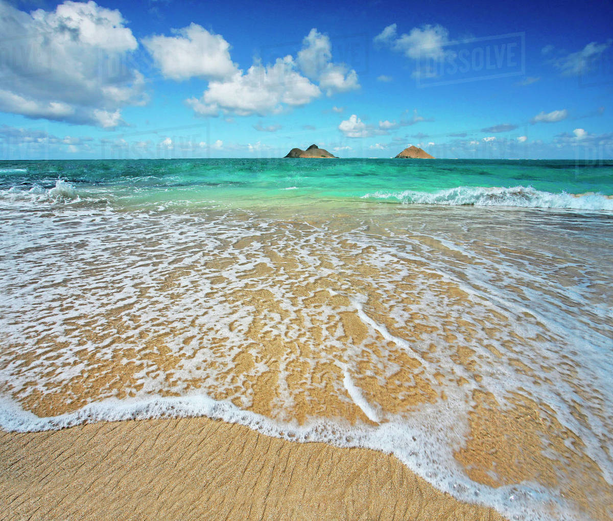 Surf on the beach, Lanikai Beach, Oahu, Hawaii, USA Stock Photo