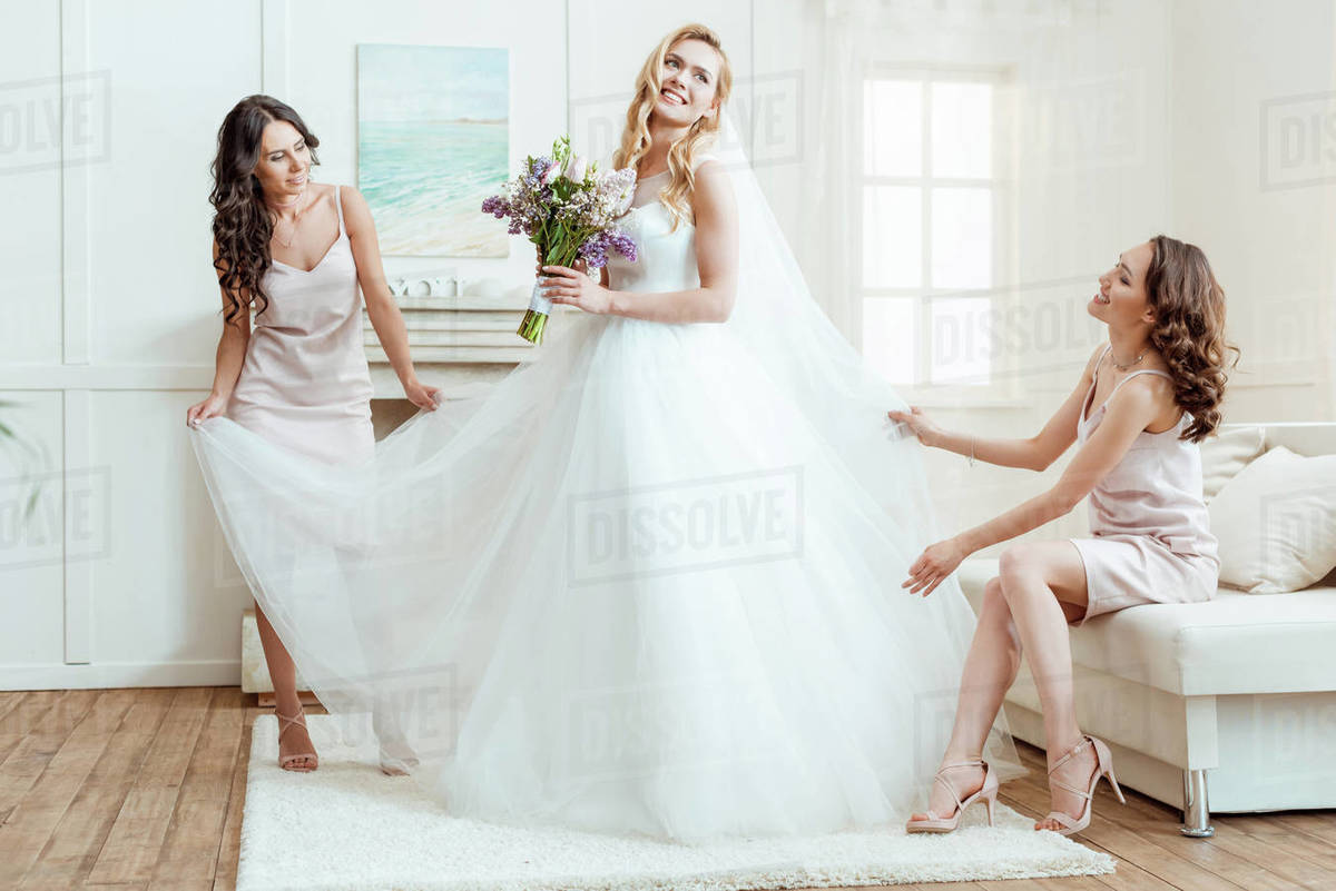 bride with bridesmaids