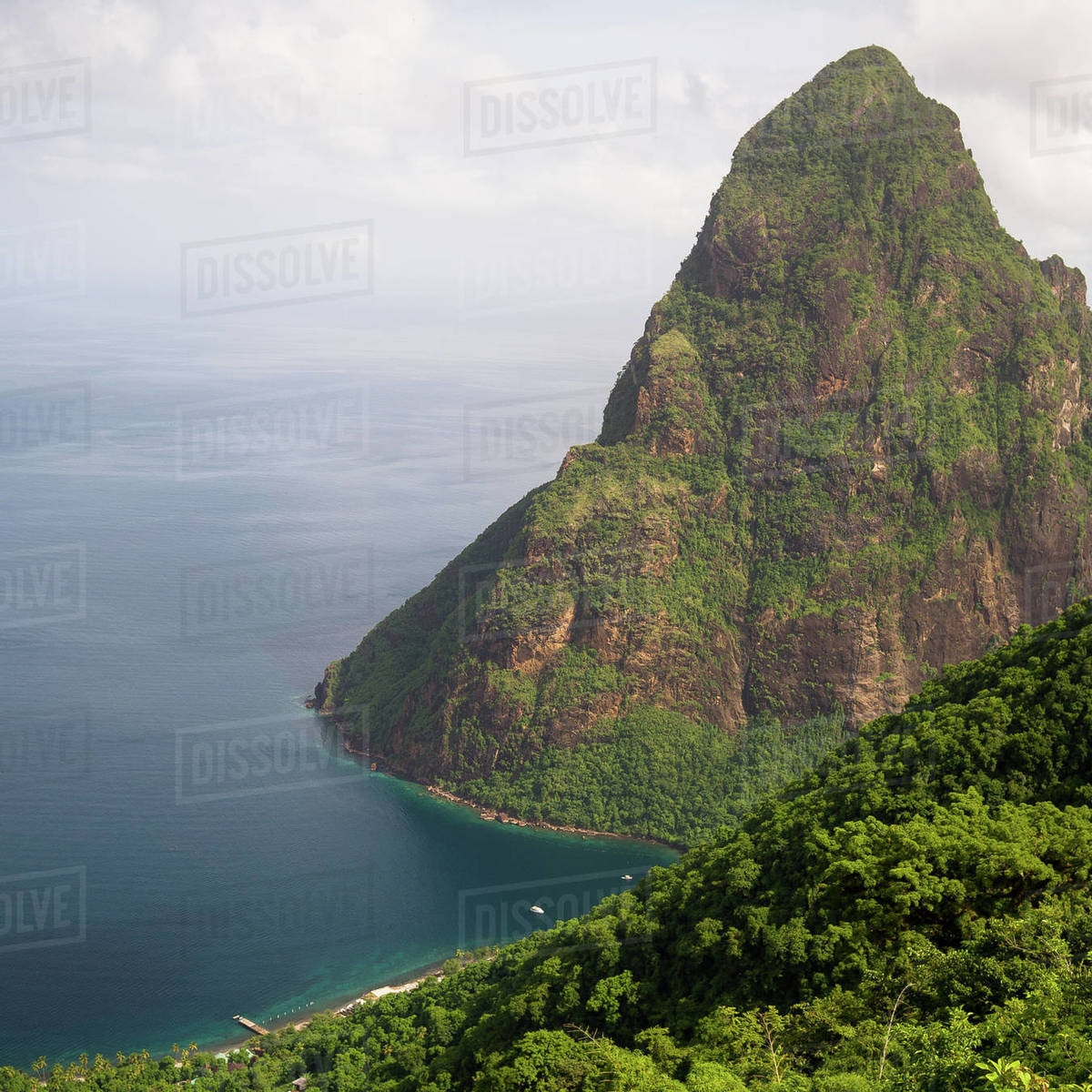 The Petit Piton seen from the Tete Paul hiking trail in St. Lucia
