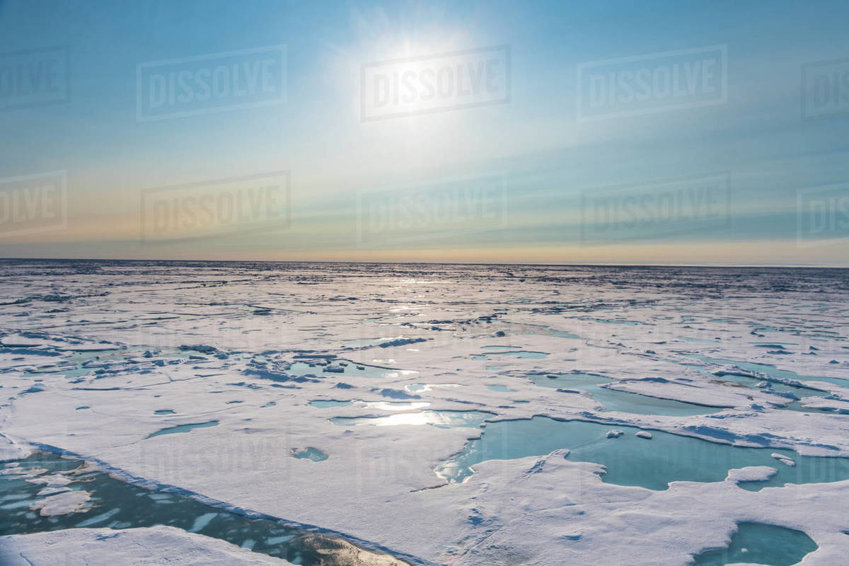 Melting ice at North Pole, Arctic Stock Photo Dissolve