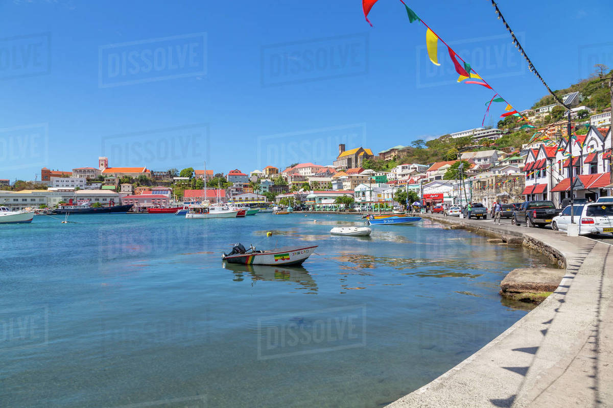 View over the Carenage of St. George's, Grenada, Windward Islands, West Indies, Caribbean, Central America Royalty-free stock photo