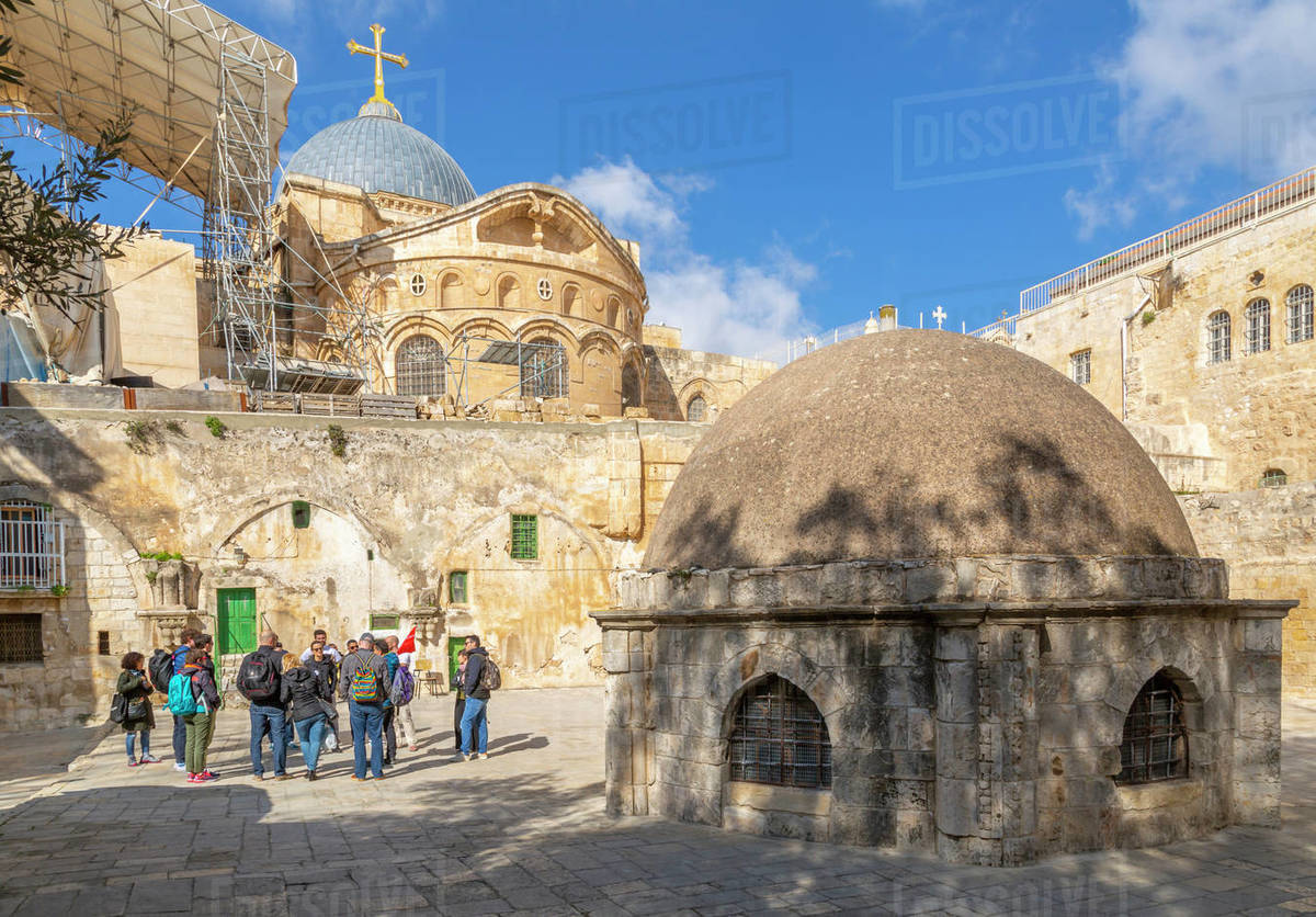 View of rooftop of Church of the Holy Sepulchre in Old City, Old City, UNESCO World Heritage Site, Jerusalem, Israel, Middle East Royalty-free stock photo