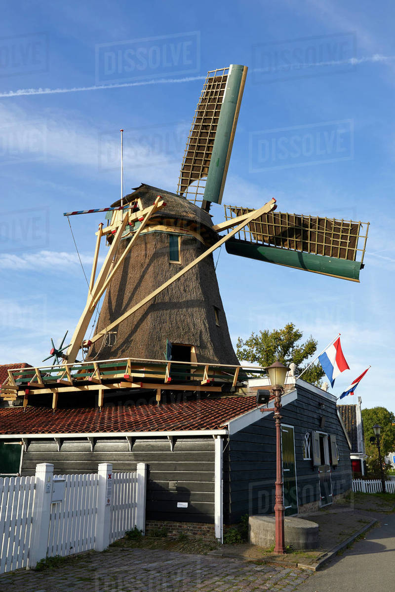 The old windmill Krijtmolen d'Admiraal dating from 1792 in Amsterdam Noord, Amsterdam, North Holland, The Netherlands, Europe Royalty-free stock photo