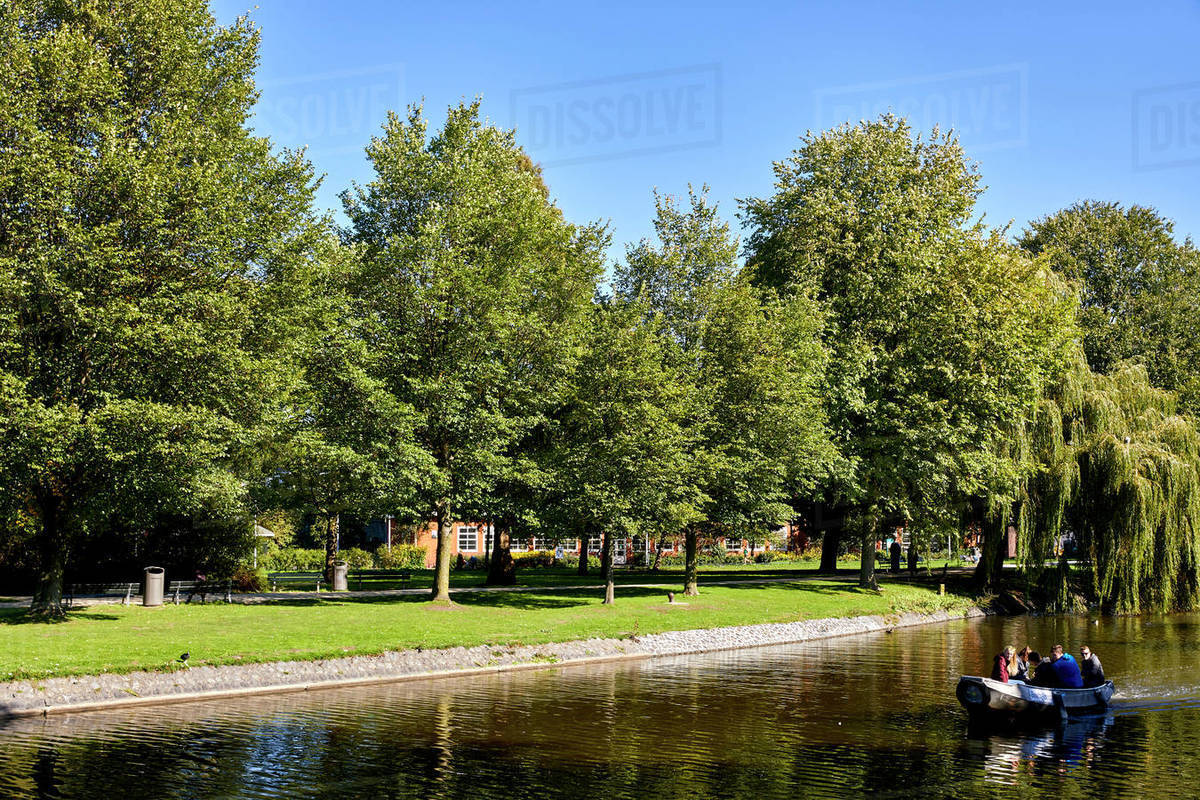 Westerpark and Haarlemmervaart, the canal between Amsterdam and Haarlem, Amsterdam, North Holland, The Netherlands, Europe Royalty-free stock photo