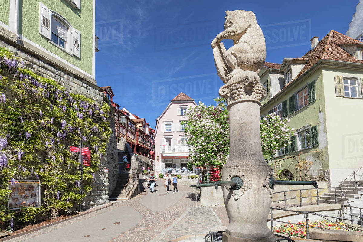 Fountain in the old town, Meersburg, Lake Constance, Baden-Wurttemberg, Germany, Europe Royalty-free stock photo