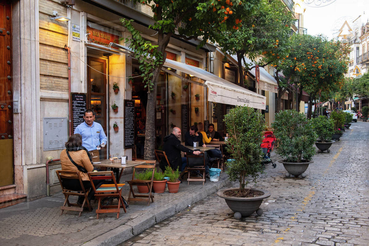 Cobbled streets of Seville, Andalusia, Spain, Europe Royalty-free stock photo