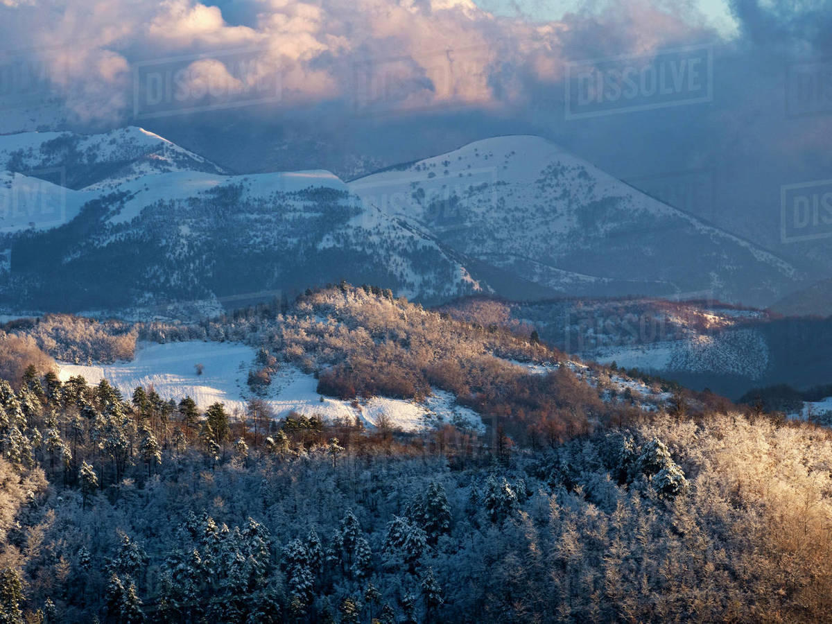 Snow on the Apennines in winter,