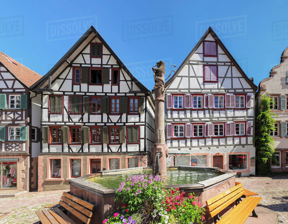 Market Place, Schiltach, Black Forest, Kinzigtal Valley, Baden-Wurttemberg, Germany, Europe Royalty-free stock photo